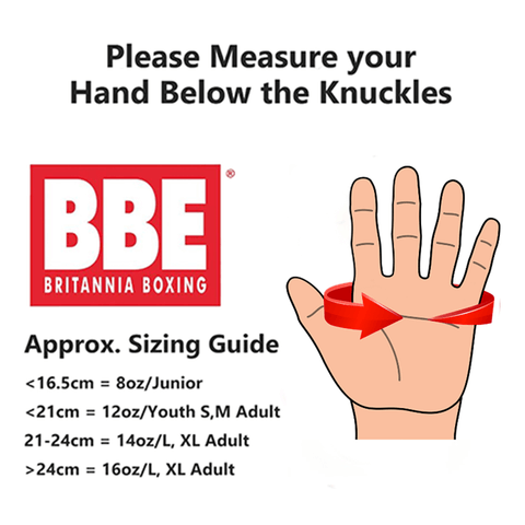 BBE FS Training and Bag Gloves - Size Guide