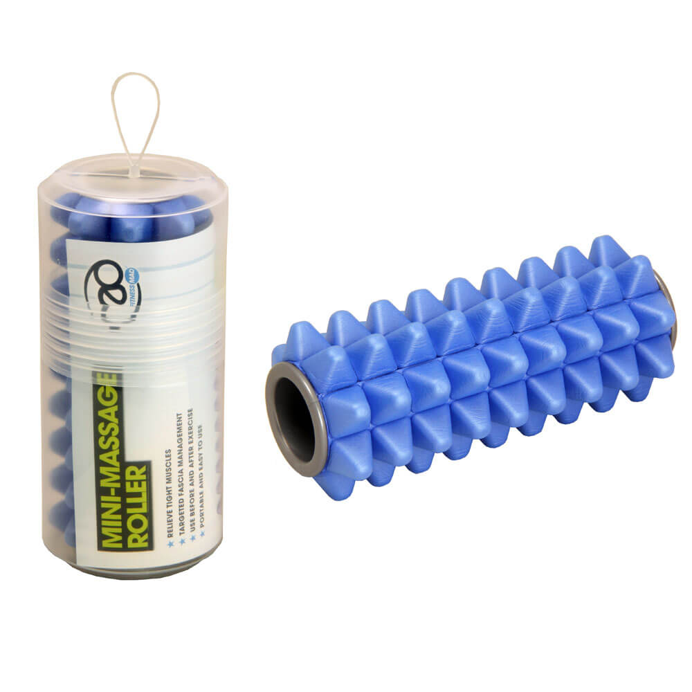 Fitness Mad Mini-Massage Foam Roller - Blue along side another in its packaging