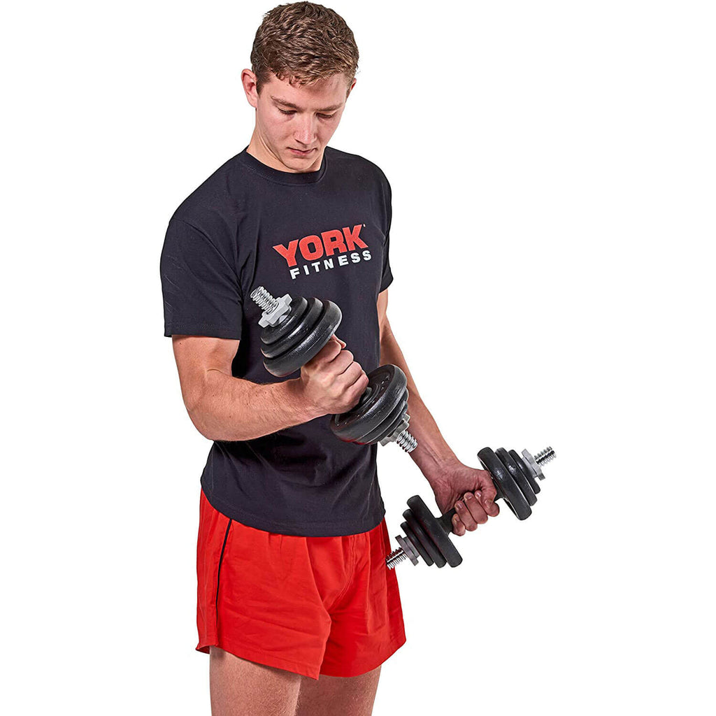 Bicep Curls with the York 20kg Cast Iron Dumbbell Weight Set