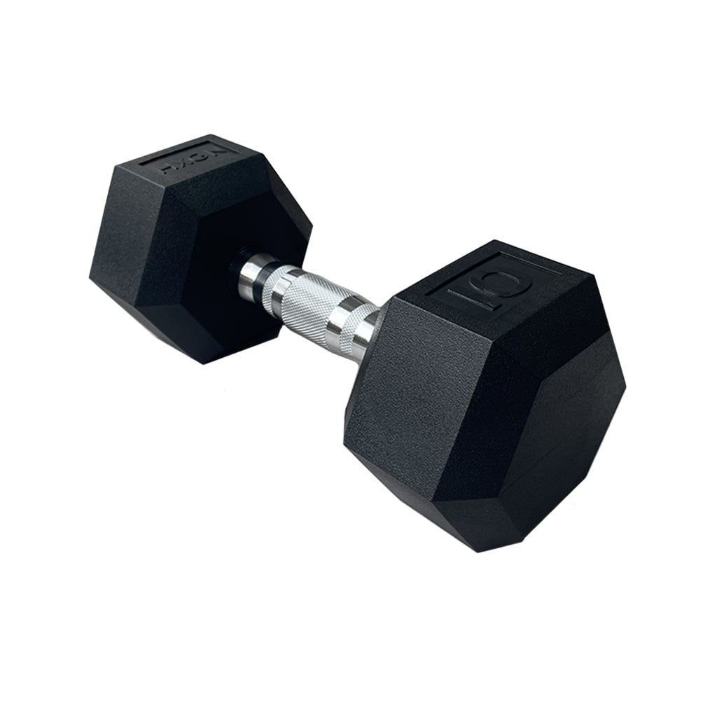 Black hexagonal 10kg HXGN dumbbell