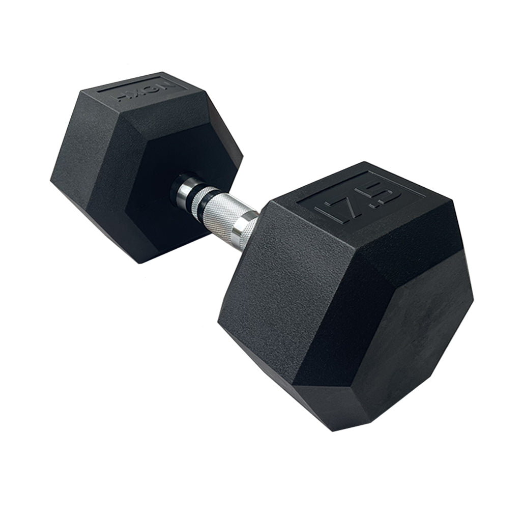 17.5kg HXGN Pro Hex Dumbbell - Black