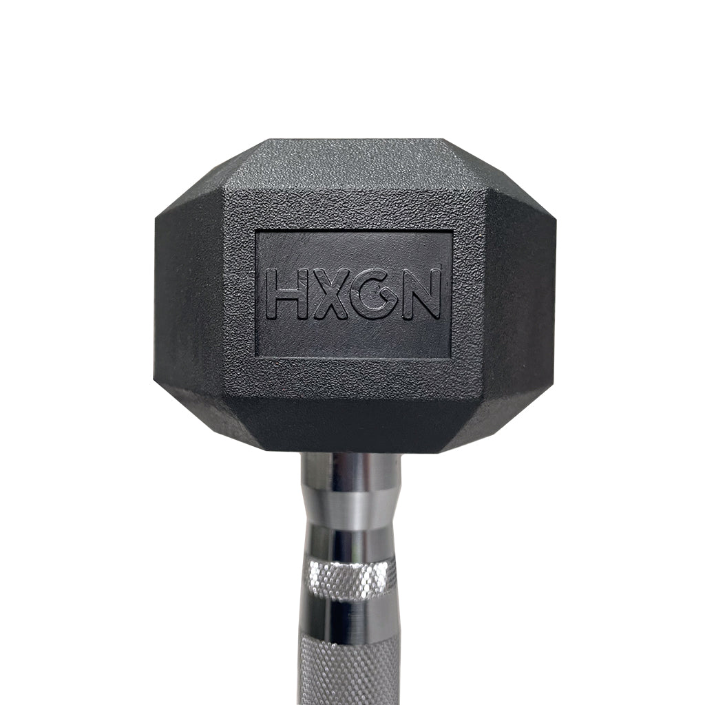 Hexagonal dumbbell with 'HXGN' branding