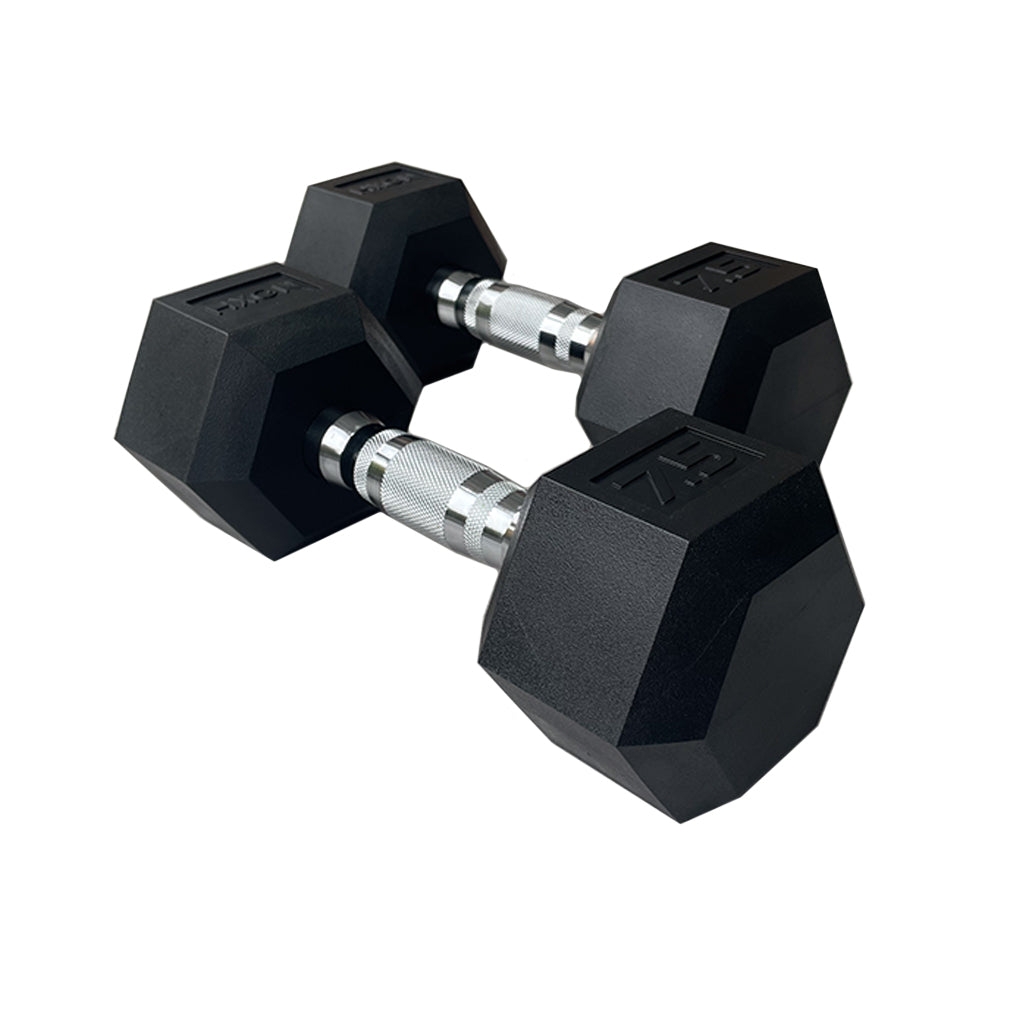 Pair of HXGN 7.5kg Pro Hex Dumbbells