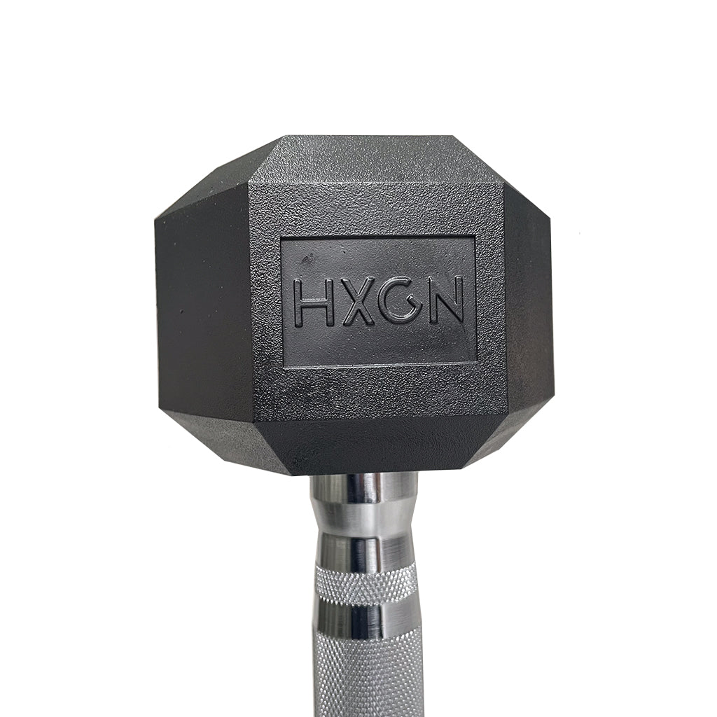 Hexagonal 7.5kg dumbbell with 'HXGN' branding
