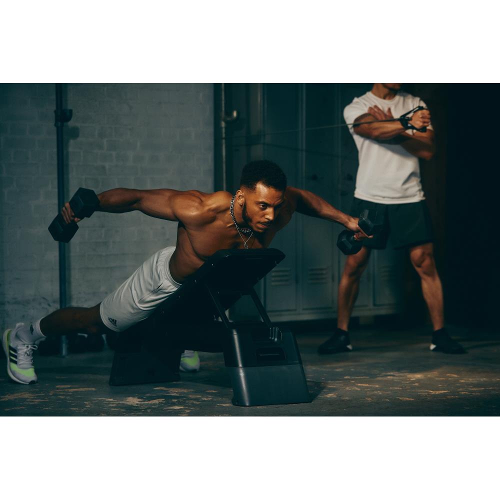Rear Delt Dumbbell Raises with the Adidas HIIT Deck
