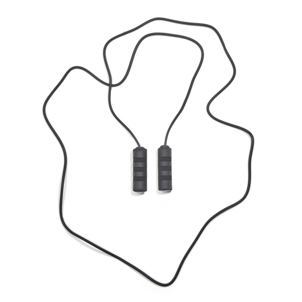 Black adidas jump rope on a white background