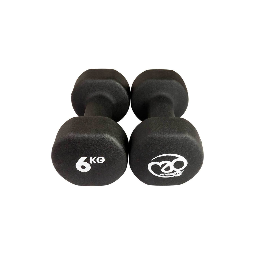 Fitness Mad 6kg Black Dumbbells