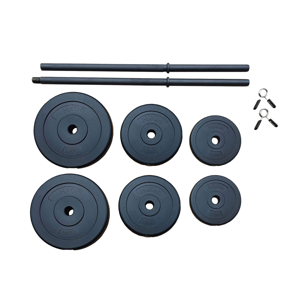HXGN 20kg Barbell Set with Weight Plates and Spring Collars