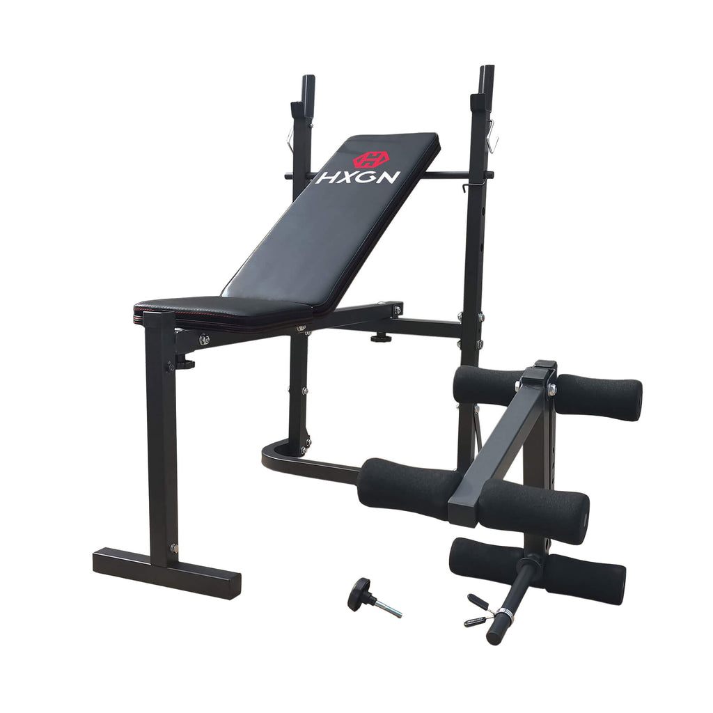 HXGN Barbell Bench with Included Leg Developer Attachment