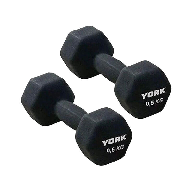 York Neoprene Hex Dumbbells 2 x 0.5kg - Black