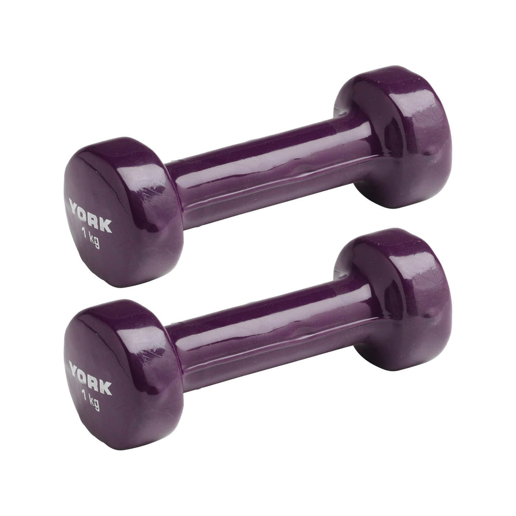 York Vinyl Dipped Dumbbells 2 x 1kg - Purple