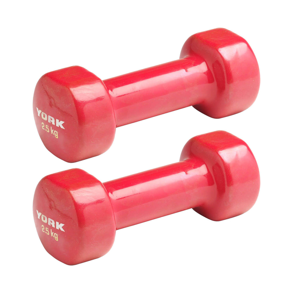 York Vinyl Dipped Dumbbells 2 x 2.5kg - Red