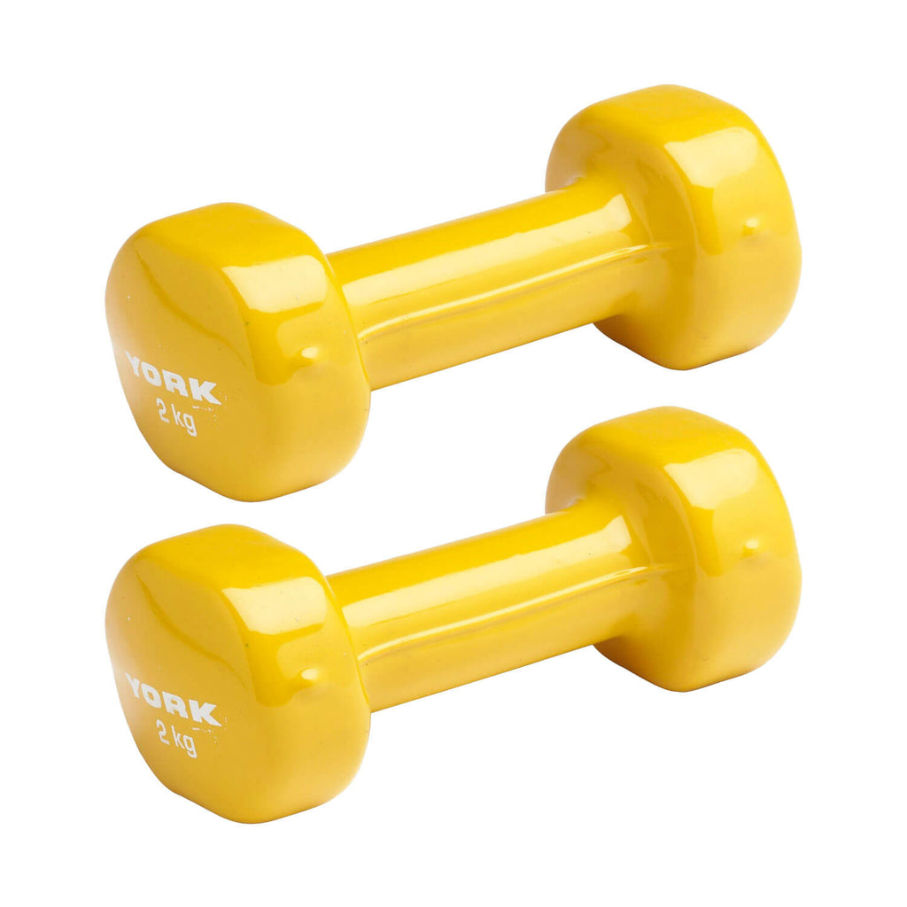 York Vinyl Dipped Dumbbells 2 x 2kg - Yellow