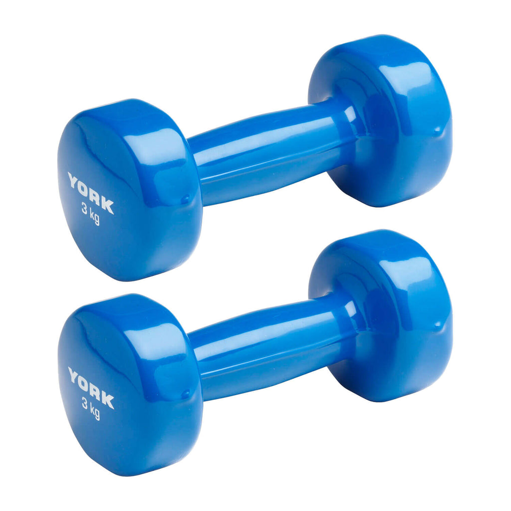 York Vinyl Dipped Dumbbells 2 x 3kg - Blue