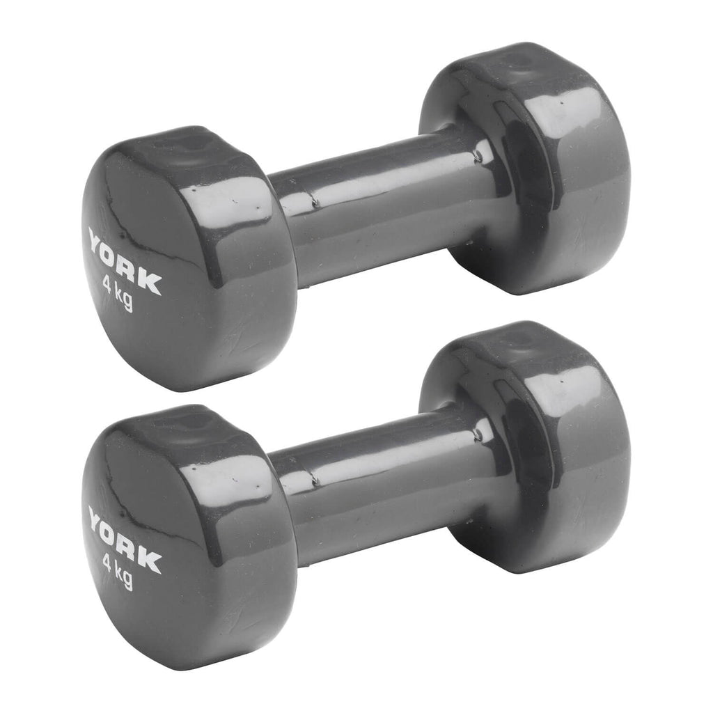 York Vinyl Dipped Dumbbells 2 x 4kg - Grey