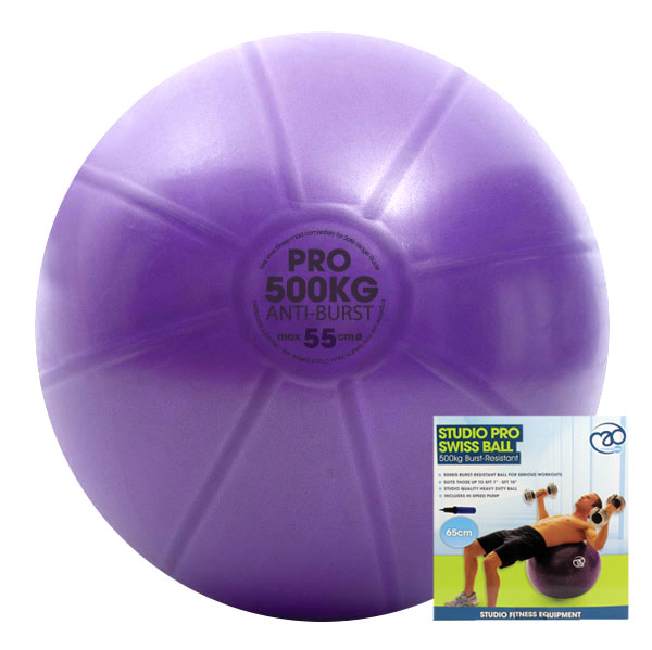 Fitness Mad Studio Pro 500Kg Gym Ball & Pump - 55cm - purple