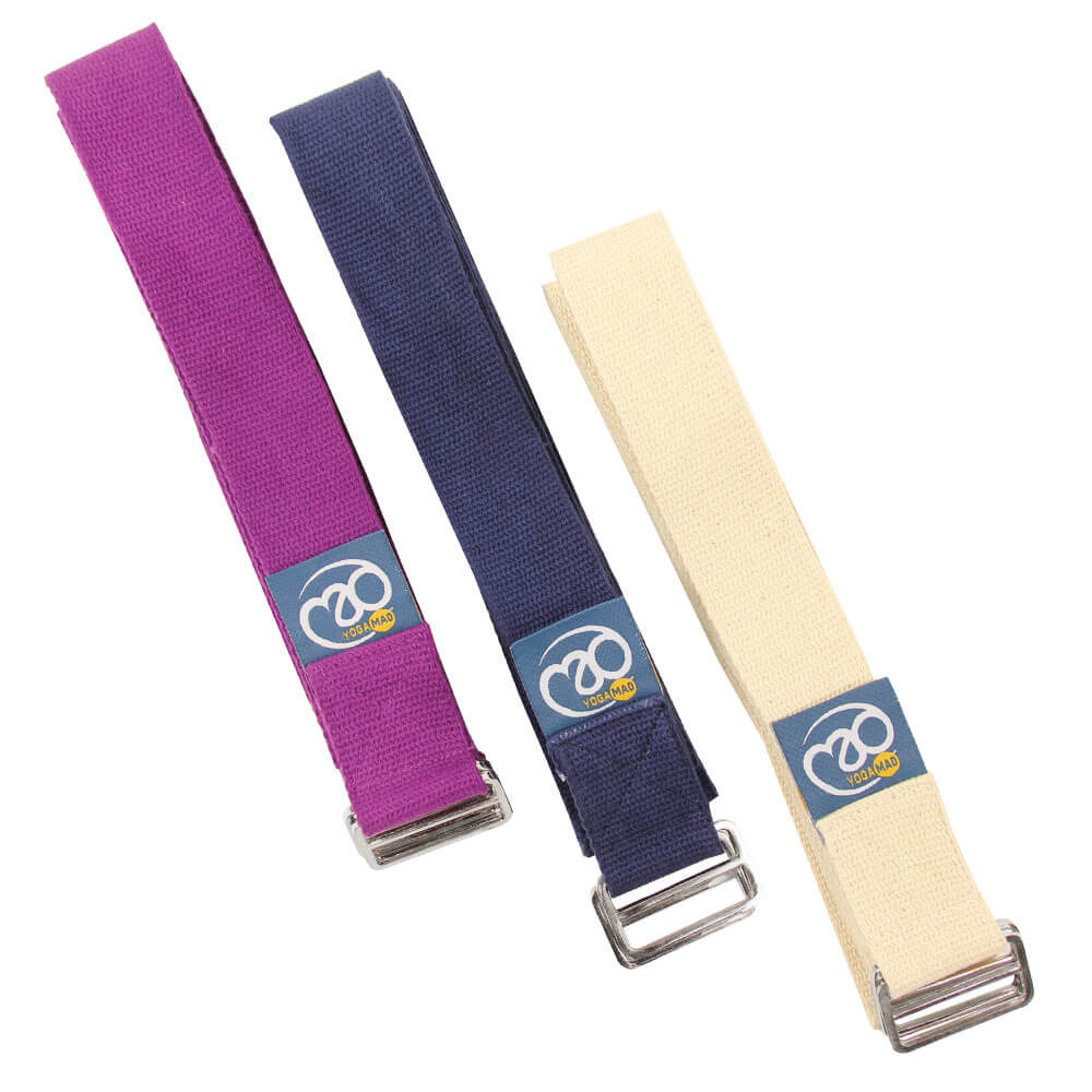 3 Fitness Mad Lightweight Yoga Belt - beige, blue and purple