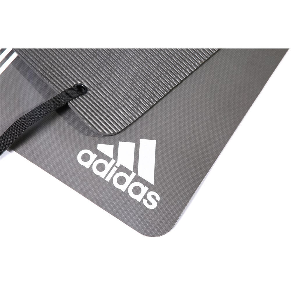 Adidas Elite Training Mat - Grey/White showing adidas logo