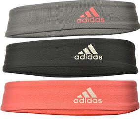 3 Adidas Headbands - grey, black and red