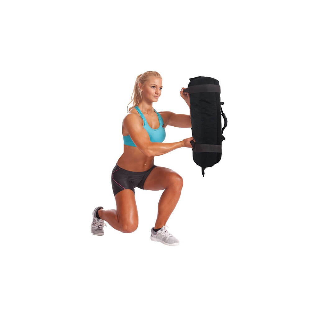 Woman exercising holding a Body Sculpture Sandbag Training Bag