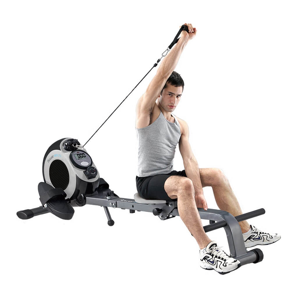Man exercising on a Body Sculpture Magnetic Rowing Machine and Gym