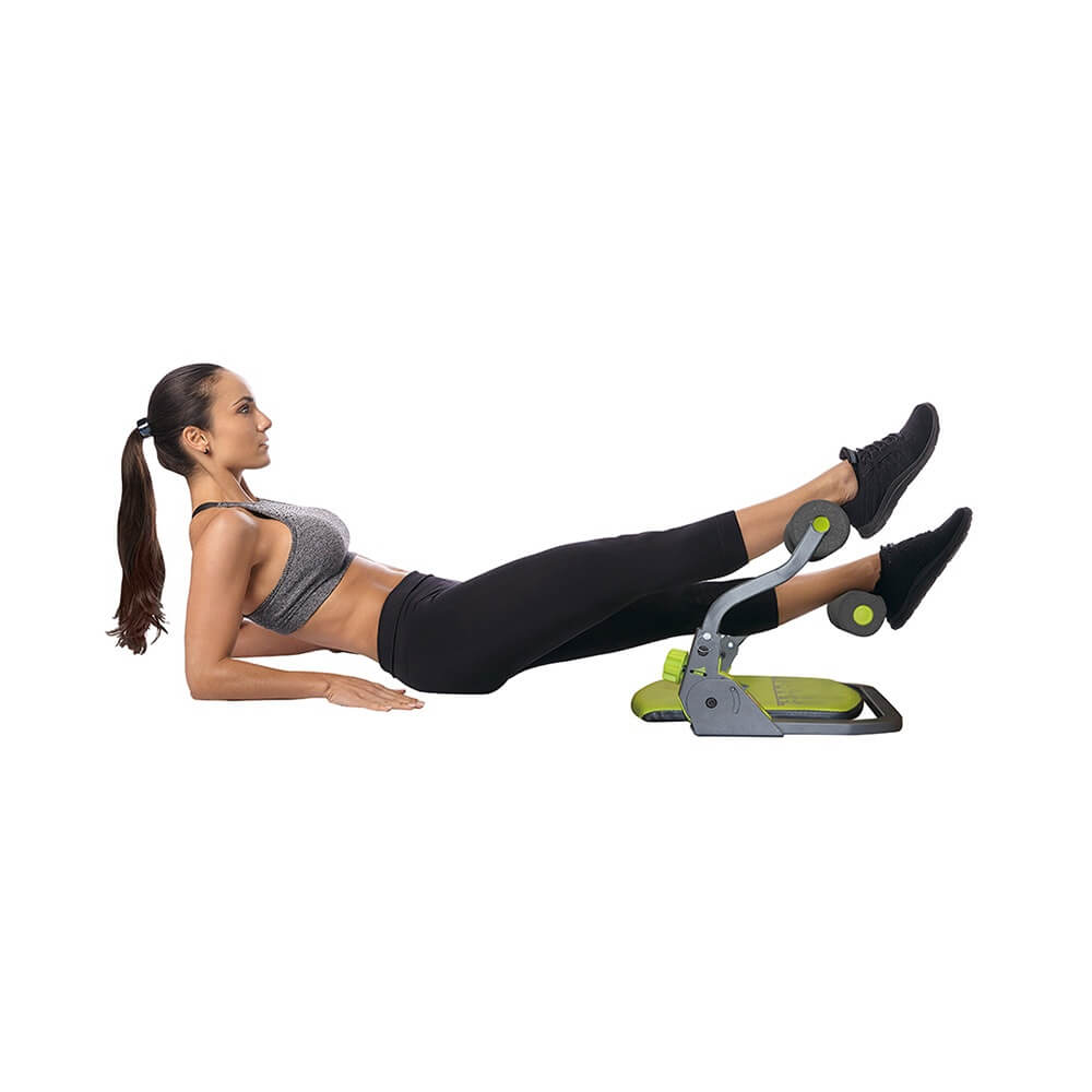 Woman doing leg exercises on a body-sculpture-core-trimmer