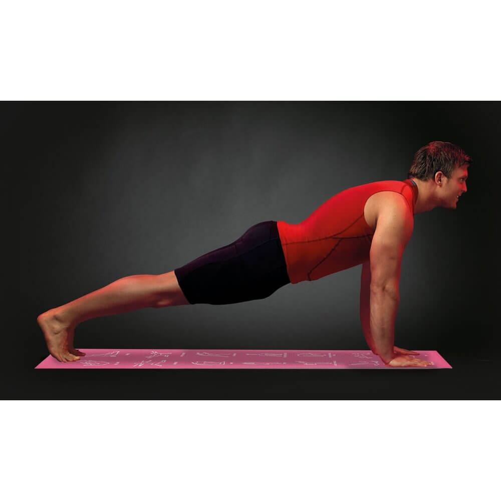 Man performing pushups on a body-sculpture-instructional-yoga-exercise-mat