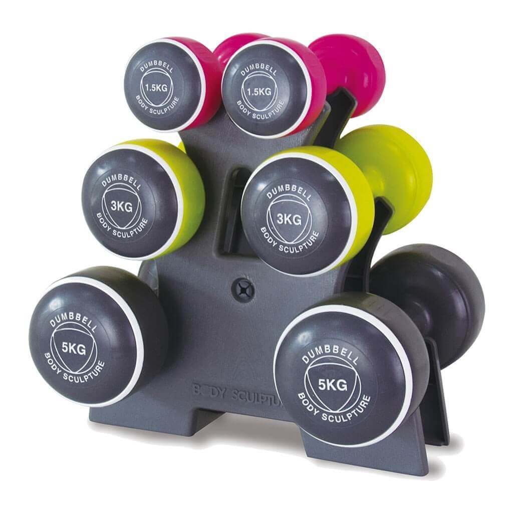 Dumbbell Workout Hand Weights Set Uk Body Sculpture 19kg Smart