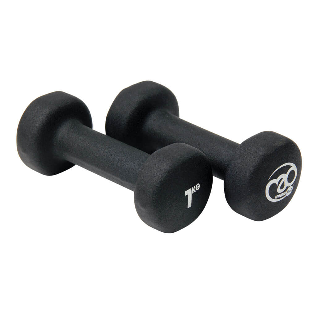 Fitness Mad 1kg Black Dumbbells