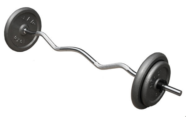 Fitness Mad 47” EZ Curl Weightlifting Bar with weight plates 