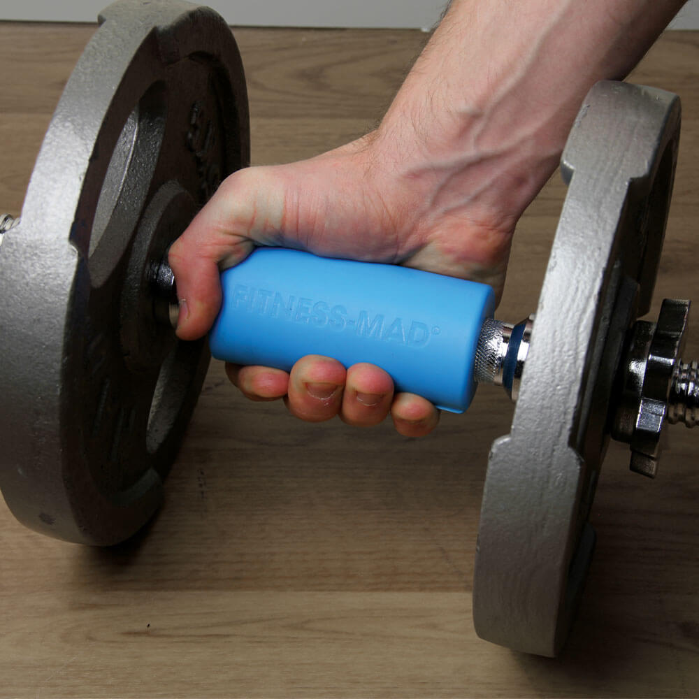 Man gripping a Fitness Mad Mega Thick Bar Grips