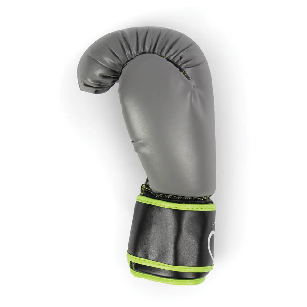 Side view of a Fitness Mad Sparring Glove - Green/Grey
