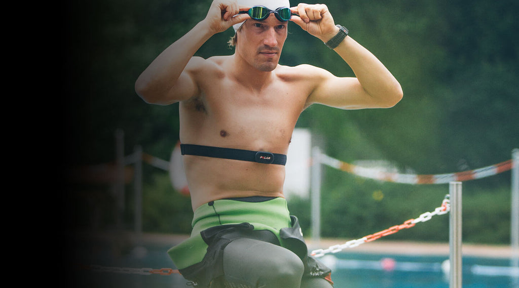 Swimmer wearing a Polar H10 Heart Rate Monitor 