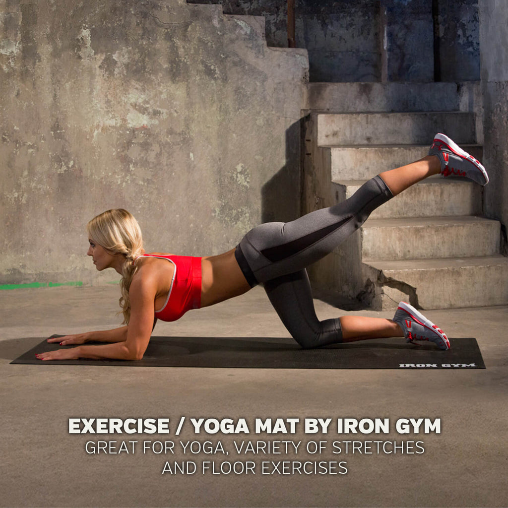 Woman exercising on an Iron Gym 10mm Exercise Mat