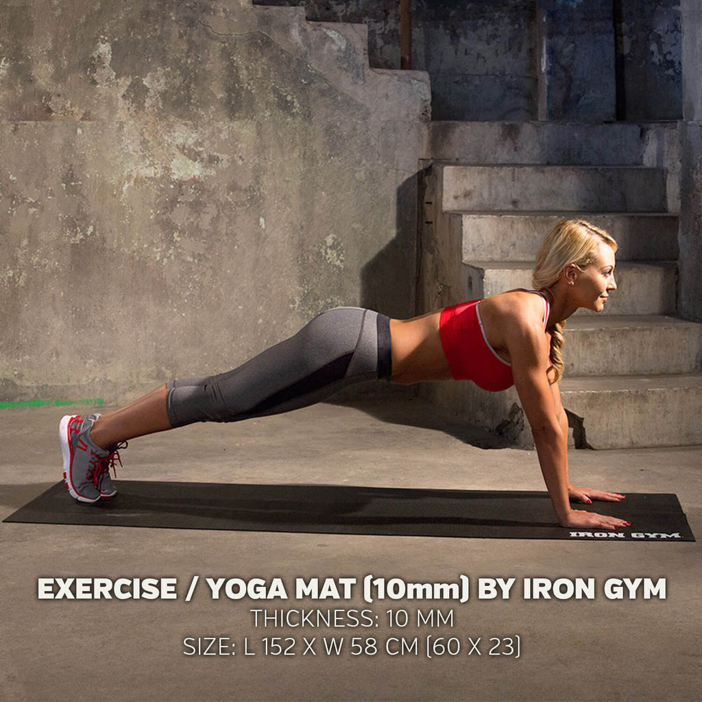 Woman exercising on an Iron Gym 10mm Exercise Mat