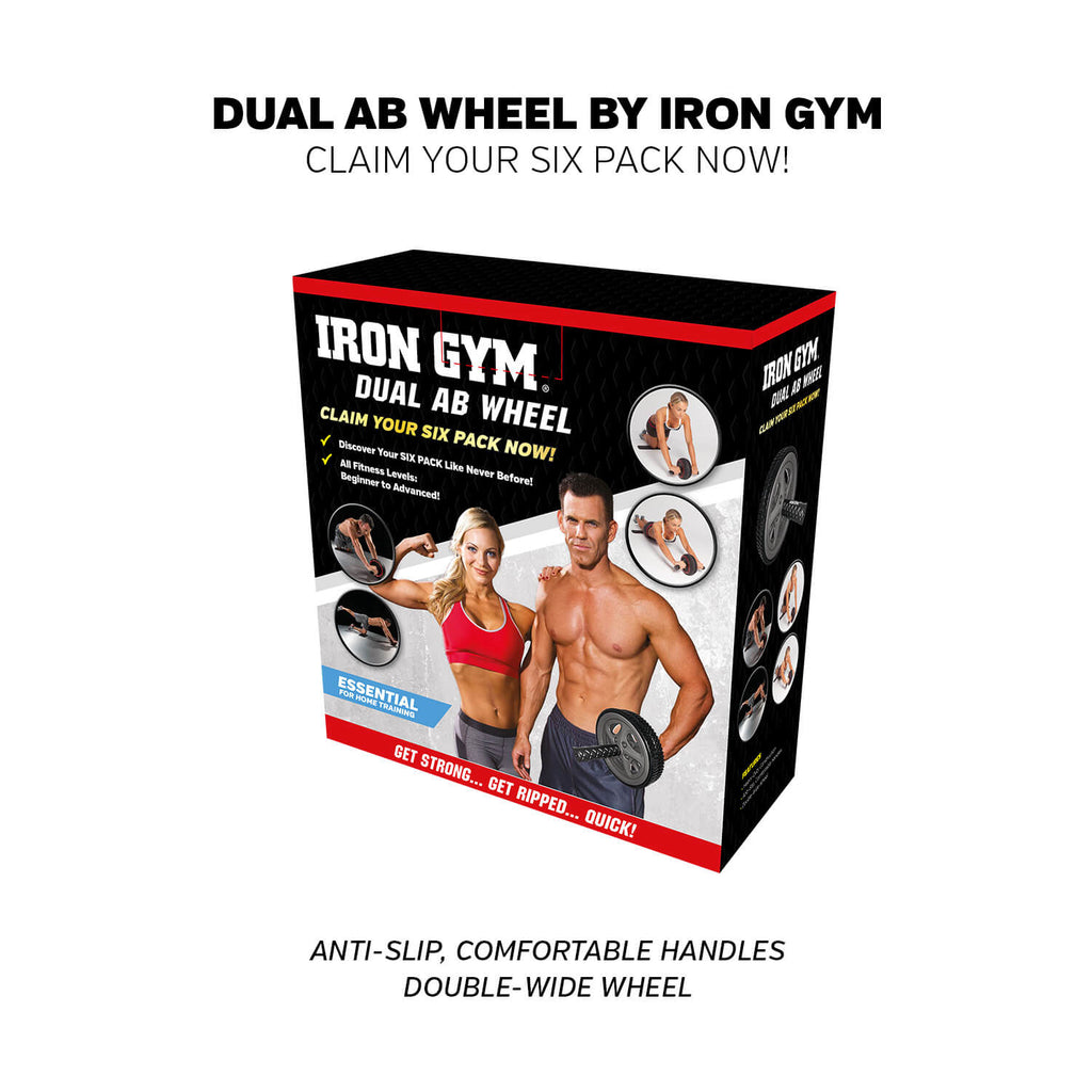 Iron Gym Dual Ab Wheel in packaging