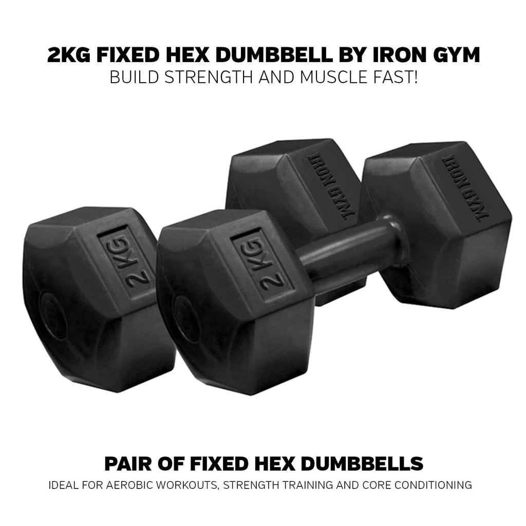 Iron Gym Fixed Hex Dumbbells - 2 x 2kg