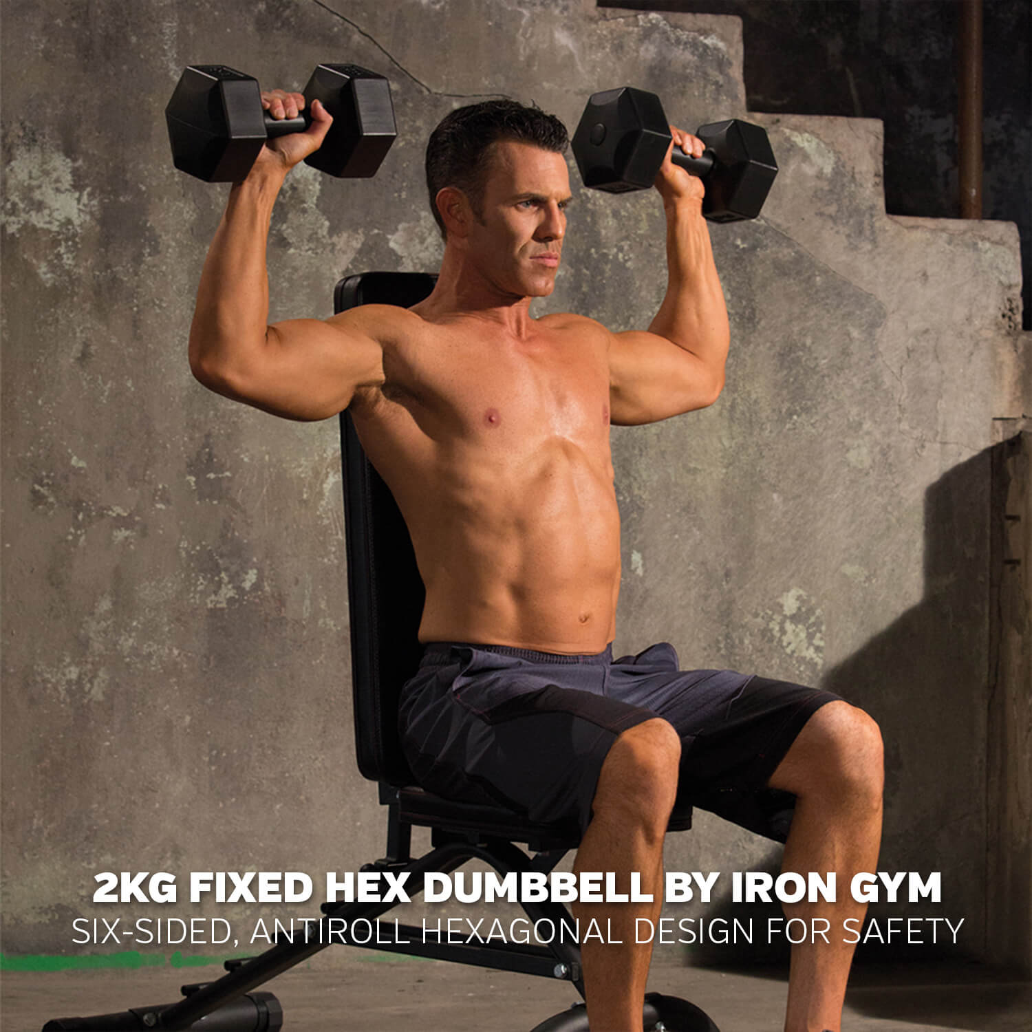 Iron Gym Fixed Hex Dumbbells 2 x 2kg