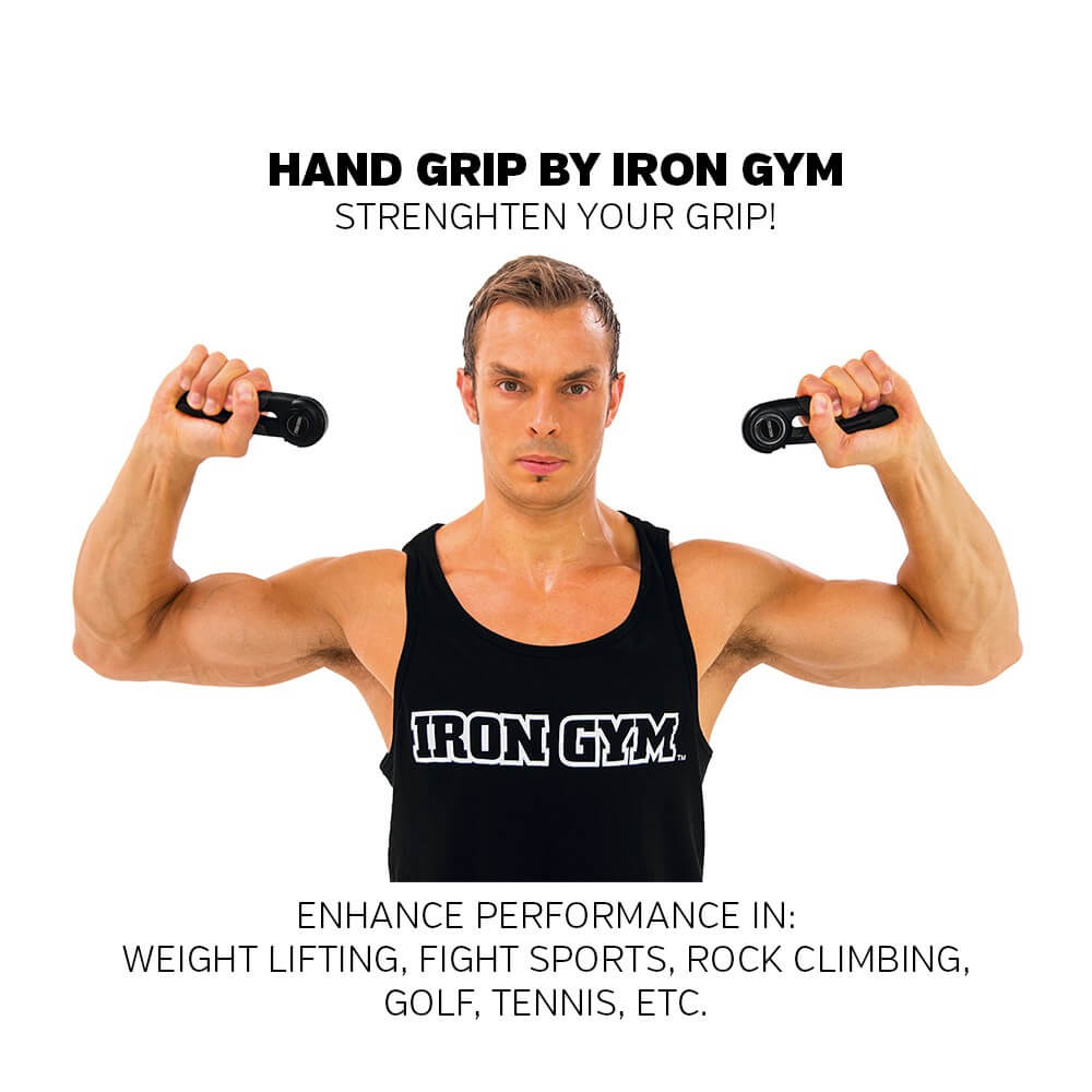 Man gripping Iron Gym Hand Grips Pair