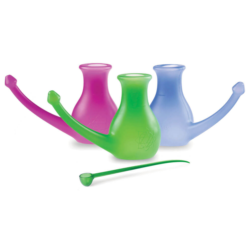 3 Nosebuddy Neti Pots - green, pink and blue