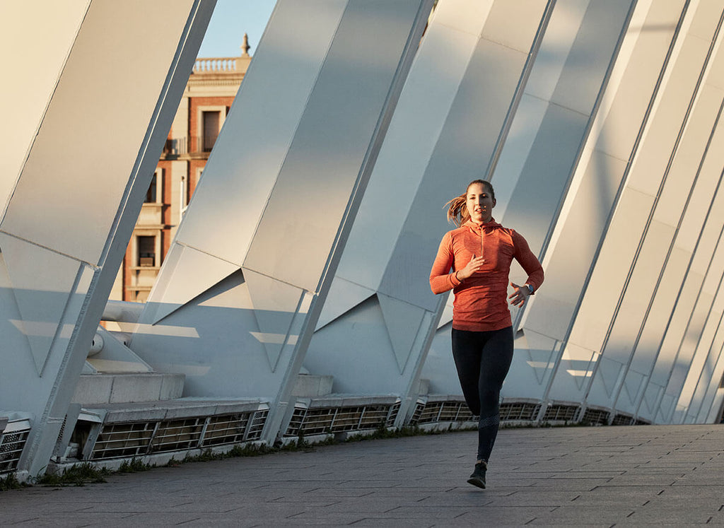 Runner wearing a Polar Ignite Fitness Watch