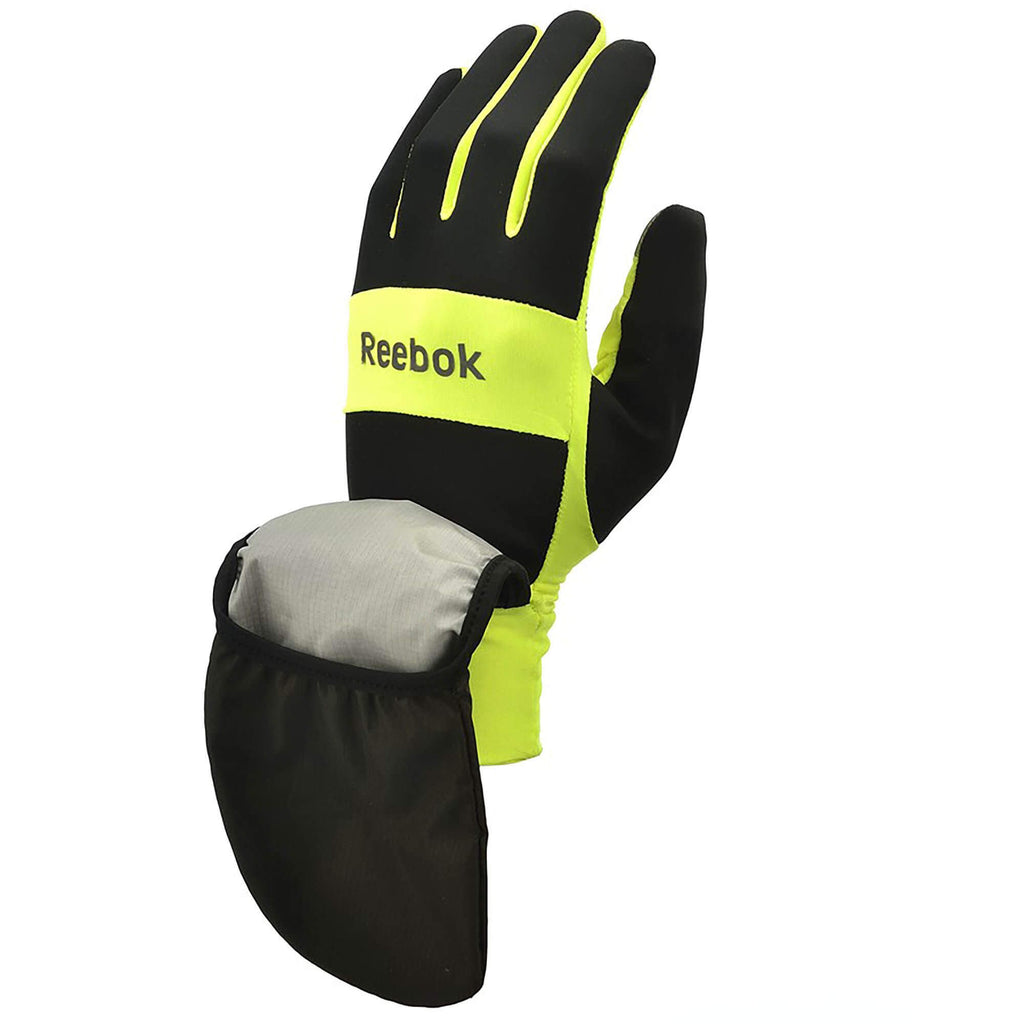Reebok All-Weather Running Gloves showing comfortable, removeable hood