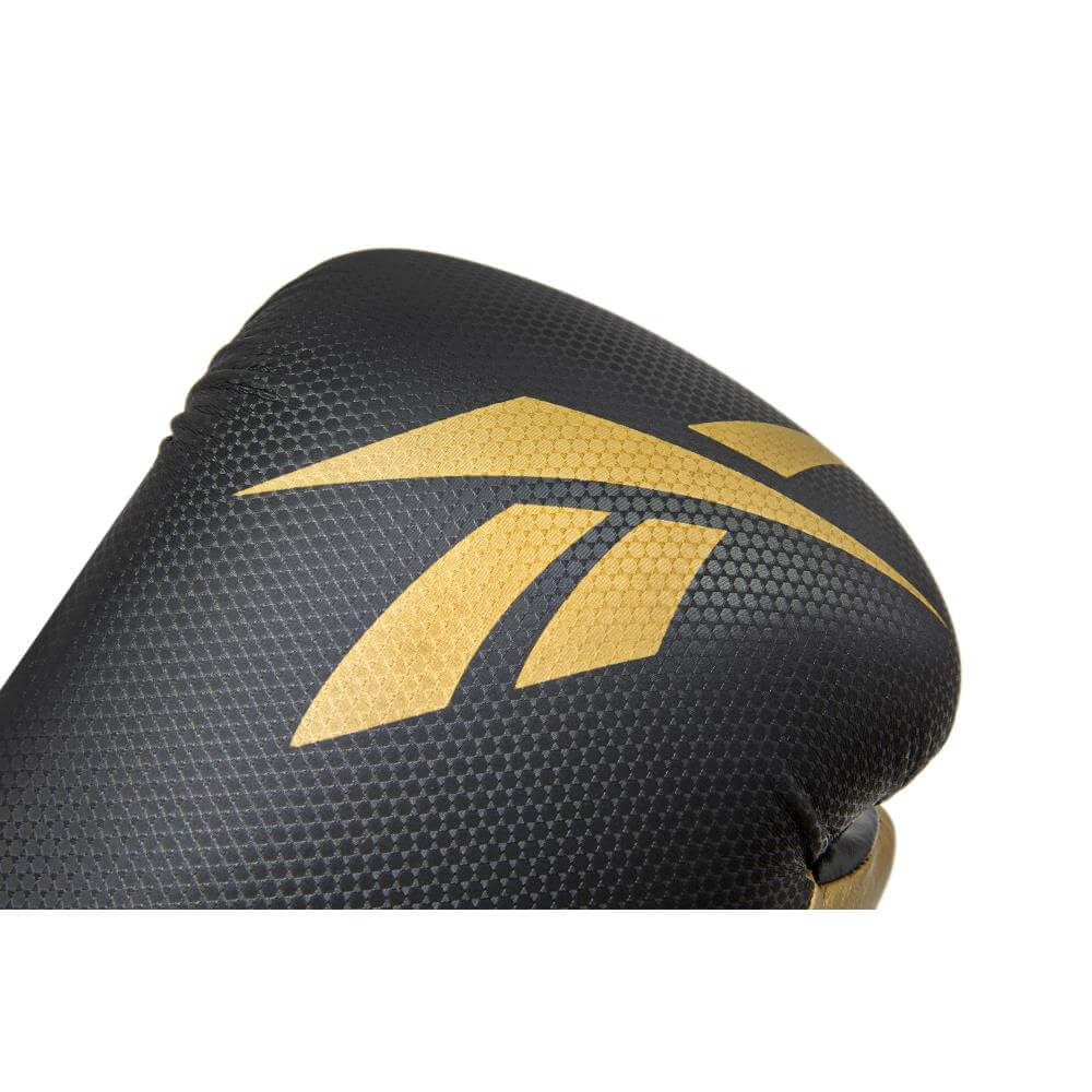 Reebok Boxing Gloves - Black and Gold showing vector logo
