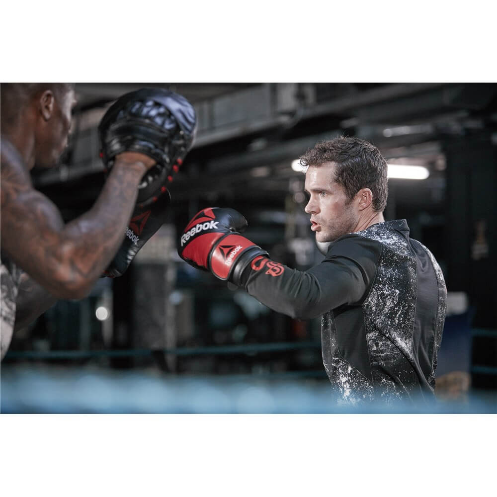 Reebok Combat Leather Boxing Gloves -Men doing a Pad Workout