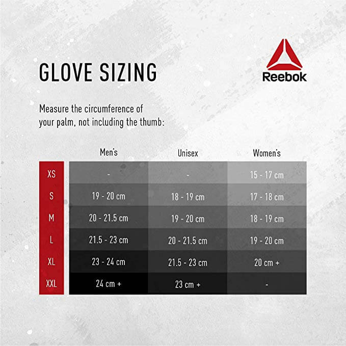 Reebok Women's Speed Training Gloves - Size Guide