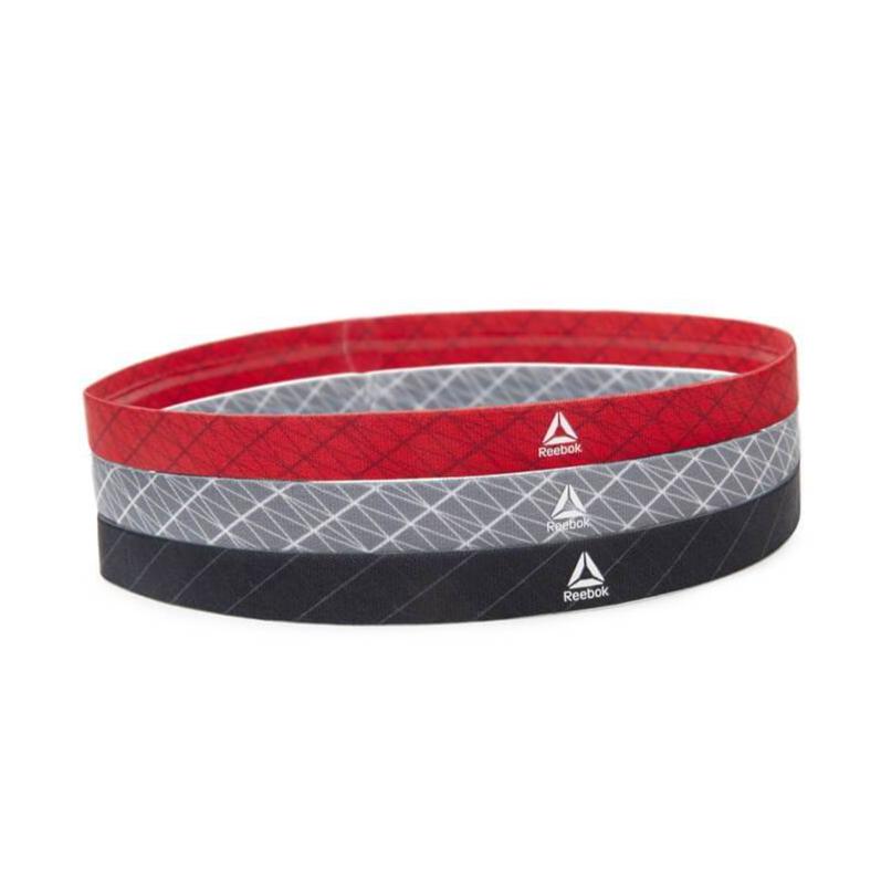 Reebok Sports Hair Bands 3-Pack - black, grey, red