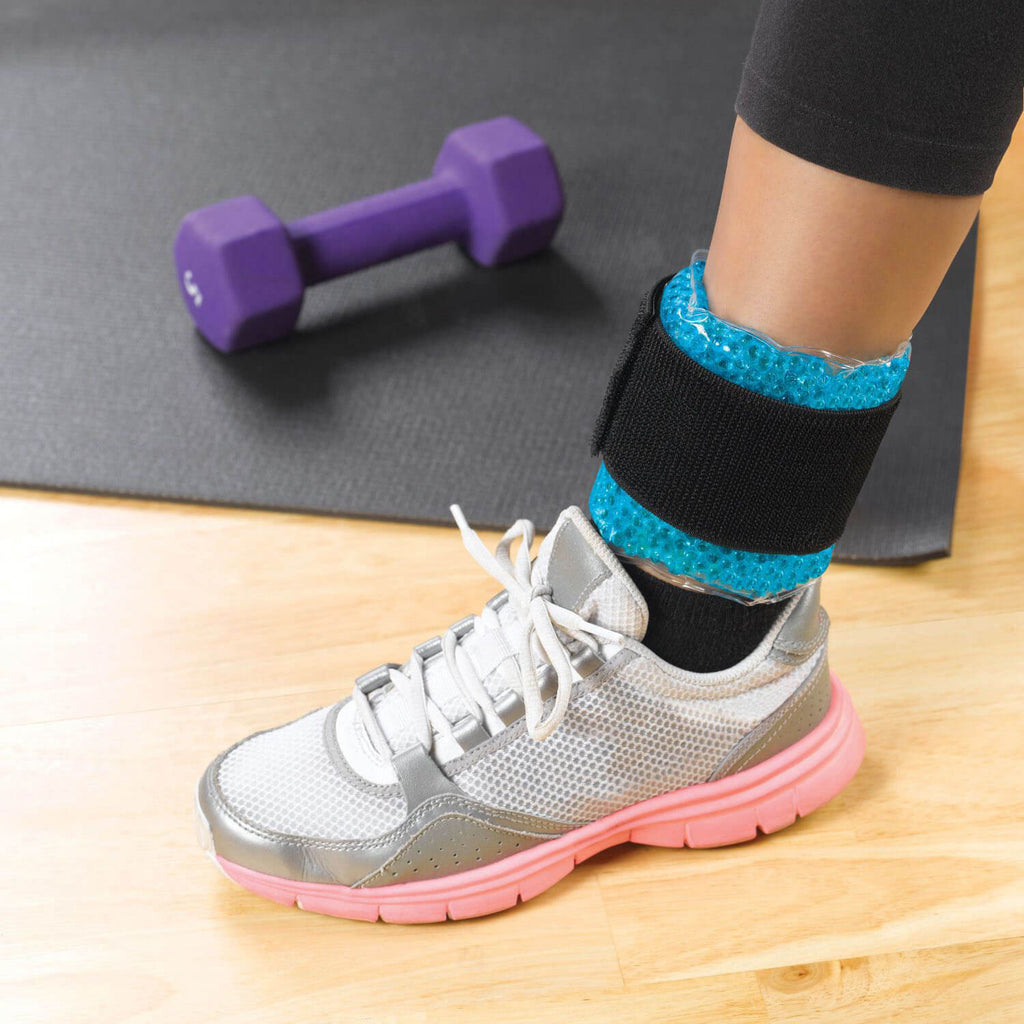 TheraPearl Hot and Cold Ankle Wrap - Ice/Heat Pack on leg