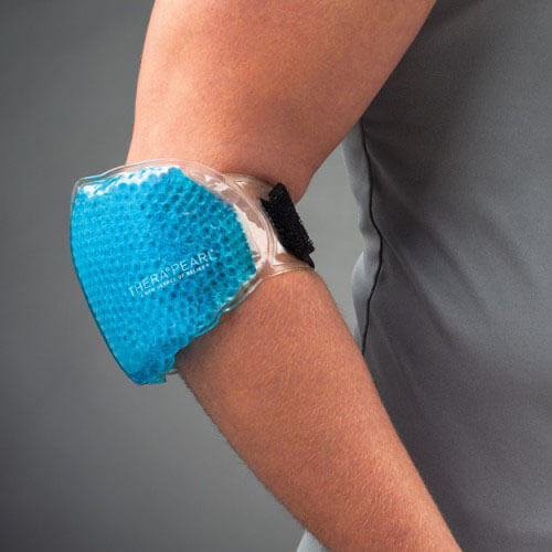 TheraPearl Sports Pack With Strap - Ice/Heat Pack strapped onto an arm