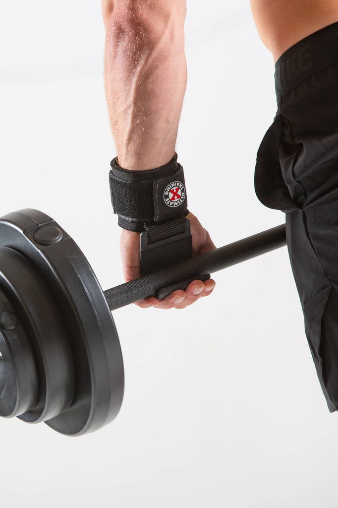 Man deadlifting using UXT Ultimate Grip Weight Lifting Hooks