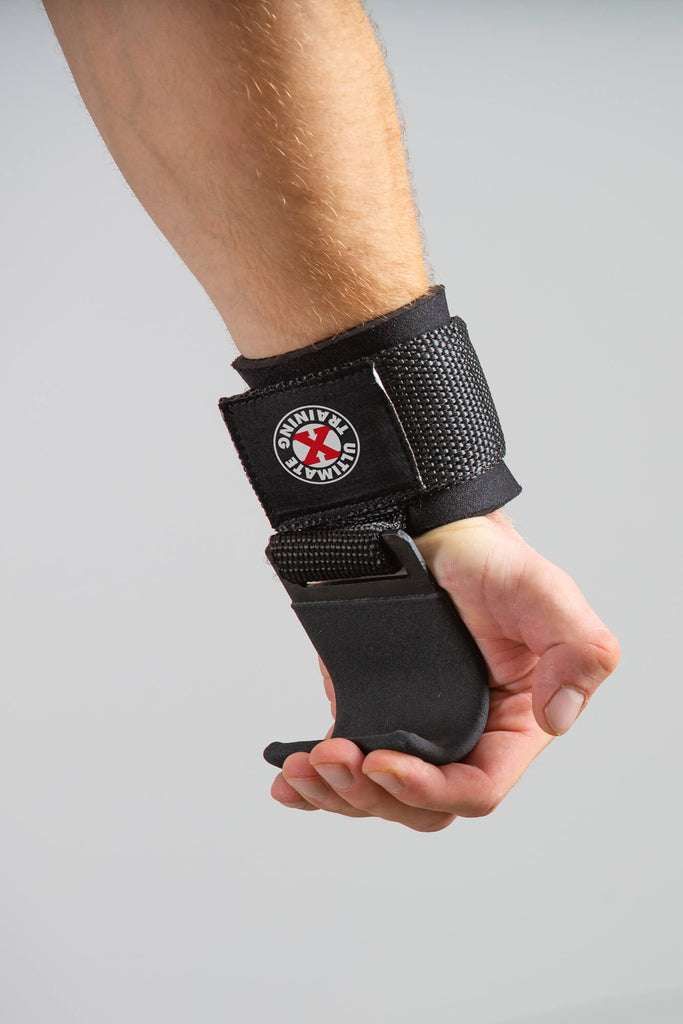 UXT Ultimate Grip Weight Lifting Hooks on an arm